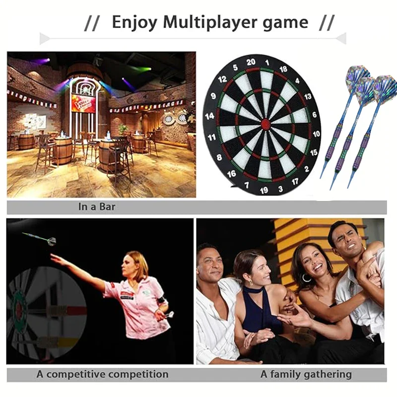 MuqiNush 6 Pcs Soft Tip Darts Set Metal Barrel Colorful PET Dart Flights Shafts Storage Box For Electronic Dartboard Game Gift