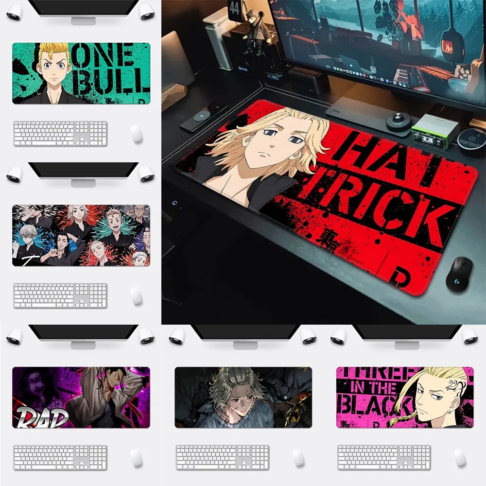 Anime Boys Group In Black Uniform Pattern Game Mousepad Large Pads Rubber Mouse Mat MousePad Desk Gaming Mousepad Cup Mat