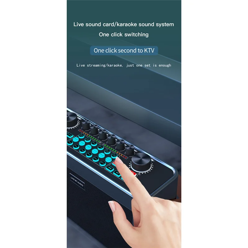 【在庫あり】ワイヤレスカラオケポータブルBTサウンドカードスピーカー2マイク付きRGBサウンド統合マシンホームKTV