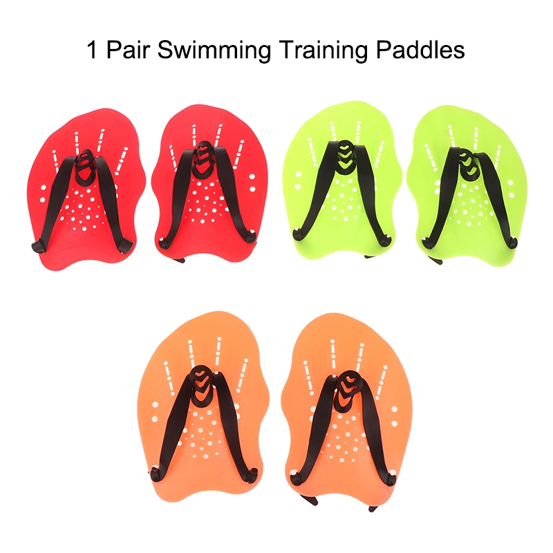 

1 Pair Swimming Training Paddles Swim Hand Paddles Snorkeling Diving Gloves Fin Flipper Sports Silicone Palm Adjustable Straps