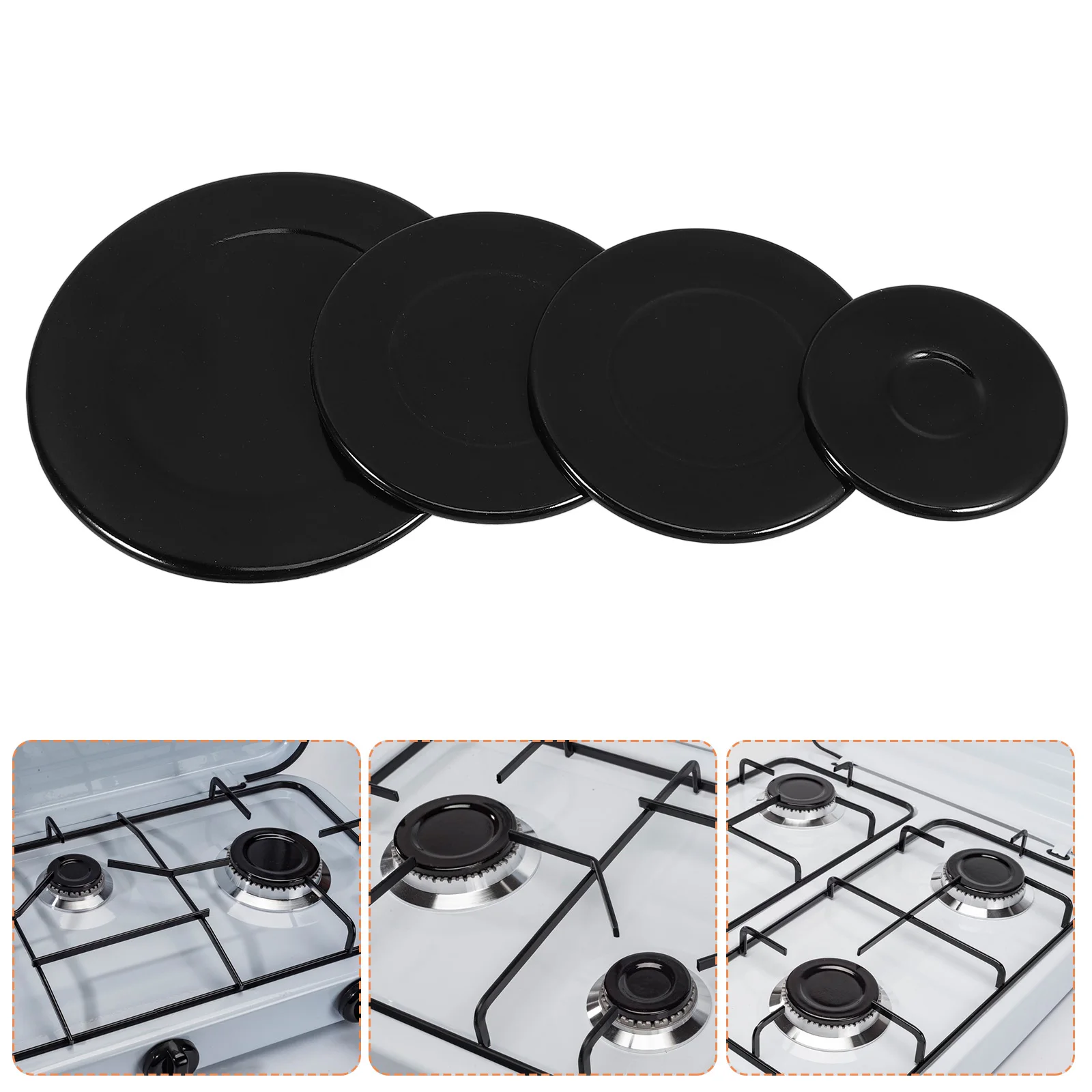 

4pcs Burner Head Replacement Metal Cap Kitchen Gas Hob Cover Household Burner Part Efficient Flame Cap Durable Universal Fit