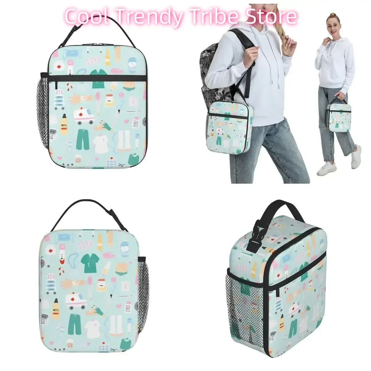 Enfermeras Insulated Lunch Bags Cooler Bag Lunch Container Doctor Nurse Medical Large Tote Lunch Box Bento Pouch School Travel