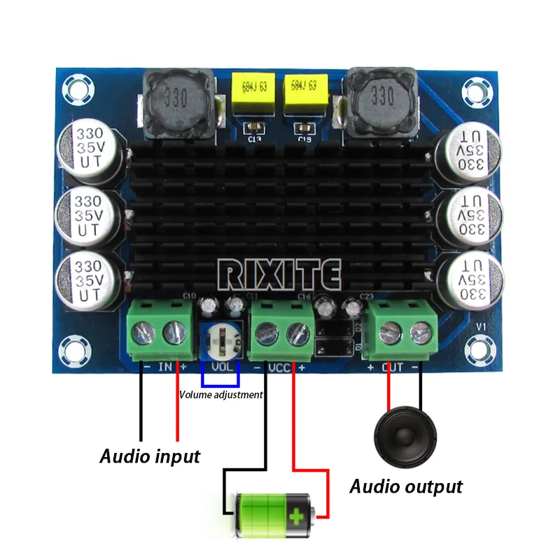 TPA3116 D2 TPA3116DA DC 12V 24V 100W Mono Channel Digital Power Audio Amplifier Board TPA3116D2 Large Capacity Board