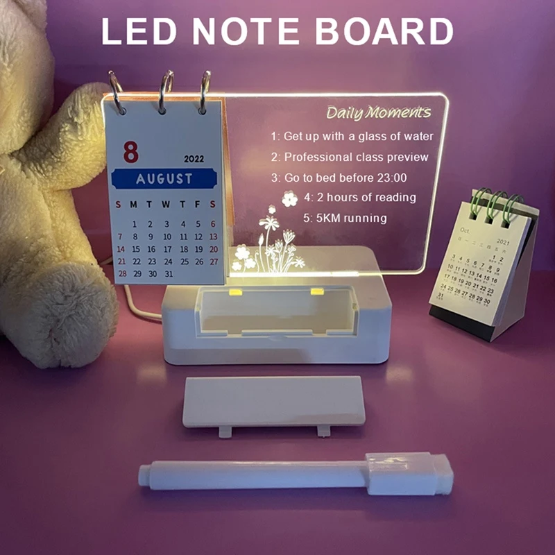 Nota Placa com Caneta para Decoração, Creative LED Night Light, USB Message Board, Holiday Lamp, Presente