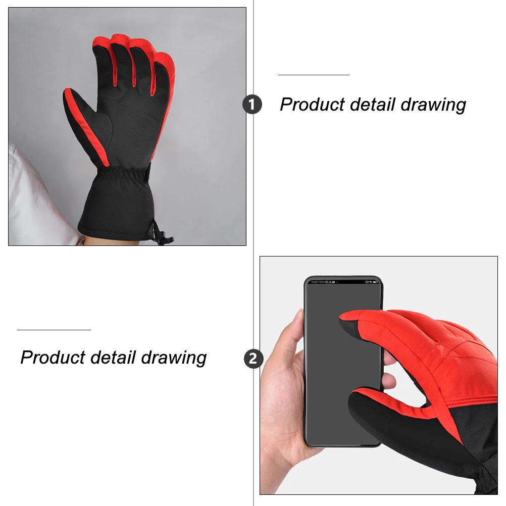 1 زوج قفازات التزلج مقاوم للماء يندبروف شاشة تعمل باللمس المضادة للانزلاق مقاومة للاهتراء قفازات ركوب الخيل الشتوية #4