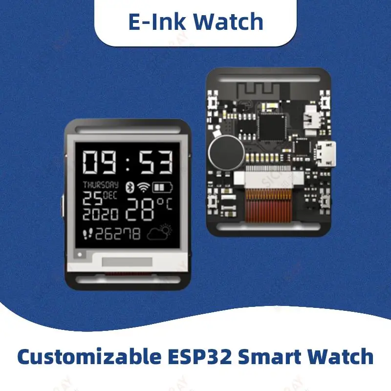 Top! ESP32 Smart Watch E-ink Display Adjustable DIY Dial 3D Printer Cases Customizable Connect With Bluetooth And Wi-fi