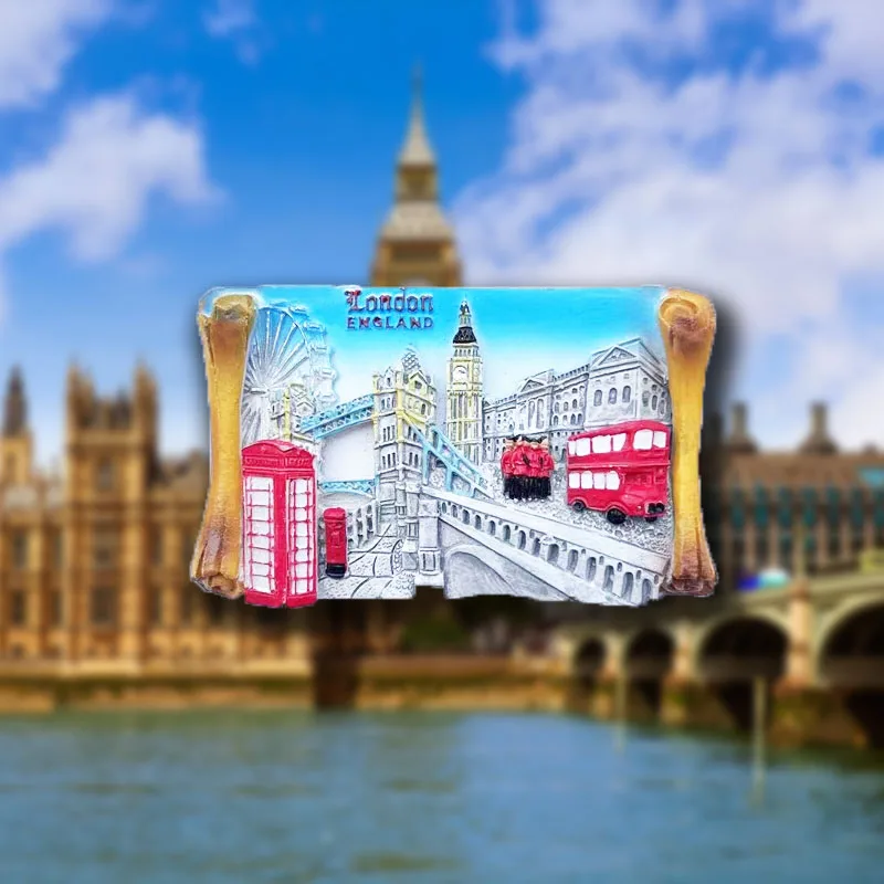 London Landmarks Scroll Magnet refrigerator sticker London Eye Parliament Travel Souvenir Craft decoration sticker