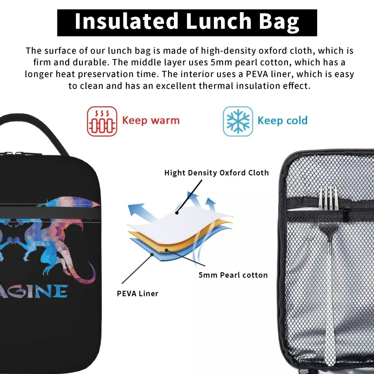 Imagine Mercury World Tour Band Thermal Insulated Lunch Bag for Work Portable Food Container Bags Cooler Thermal Lunch Boxes