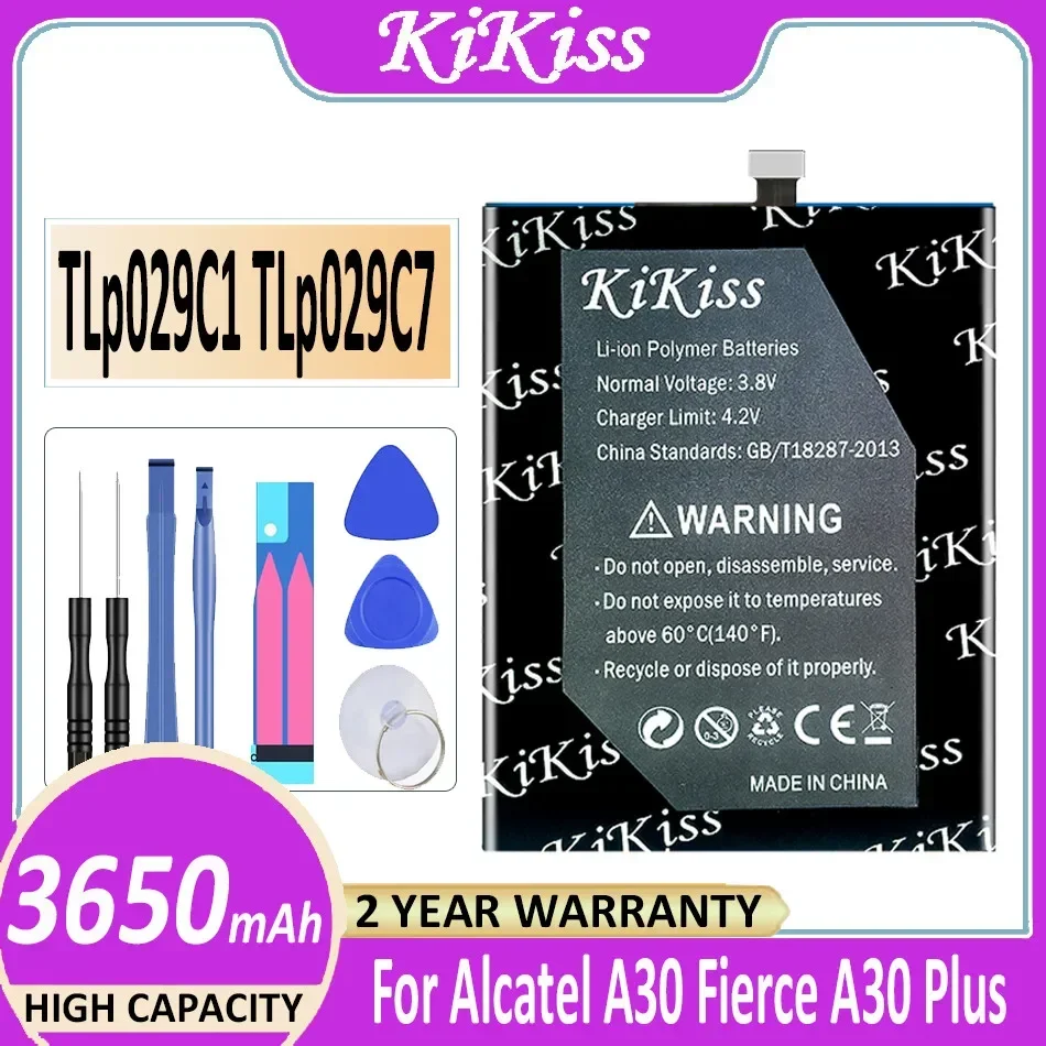 KiKiss New 3650mAh TLp029C7 Replacement Battery for Alcatel 3C/for Alcatel 3V A30 Fierce A30 Plus A30Plus Mobile Phone Batteries