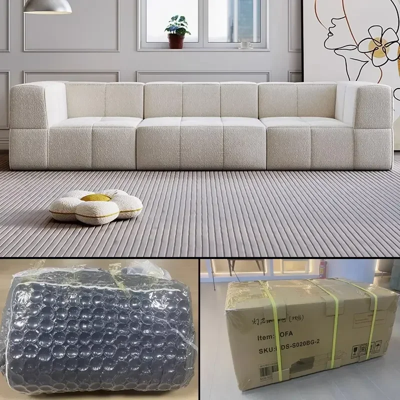 Home Furniture Living Room Flannelette Fabric Vacuum Packing Compress High Density Foam White Machine Air Compressed Sofas Set