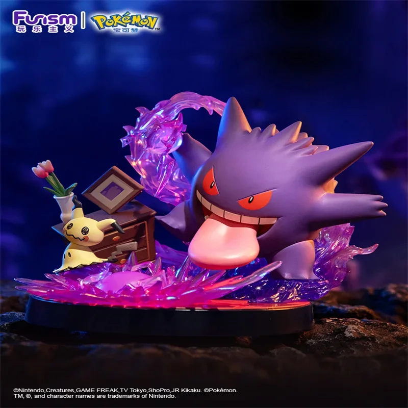 

Funism New Genuine 14cm Pokemon Gengar Mini Pikachu Handmade Model Decoration Pvc Desktop Collectible Kid Peripheral Toy Gift