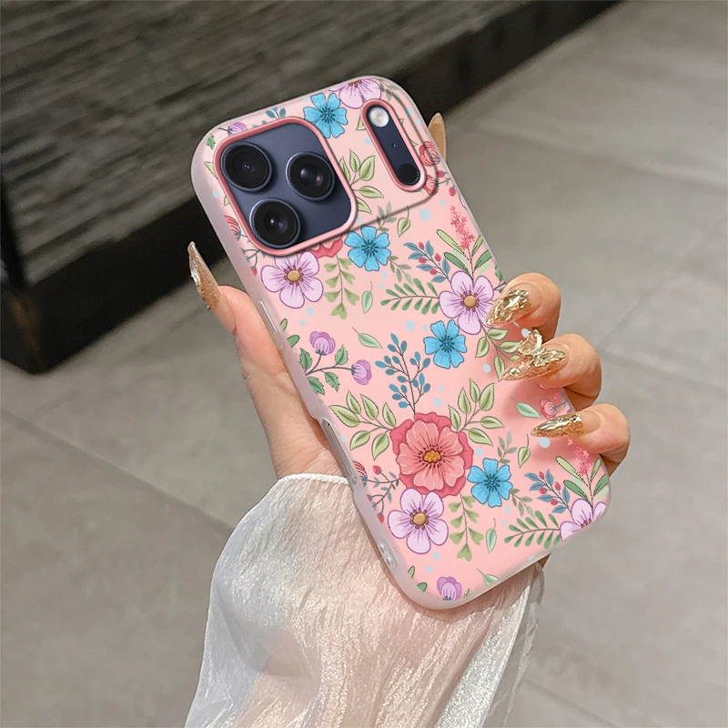 Przezroczyste etui na telefon iPhone 16 Pro 16e 15 Pro Max 11 14 13 12 17 Air Flower Soft Dual Layer Jelly 2 w 1 Matte Back Cover