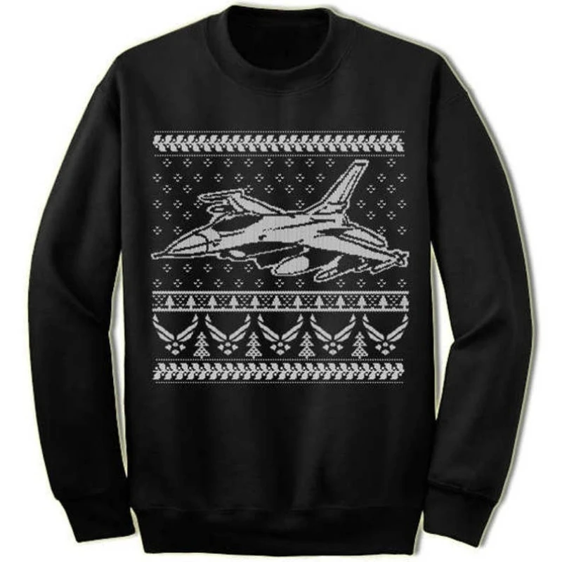 Men and Women Air Force Christmas Gifts Ugly for Funny Autumn and Winter Sweatshirt Long Sleeve Thermal Hoodie Adult Pullover