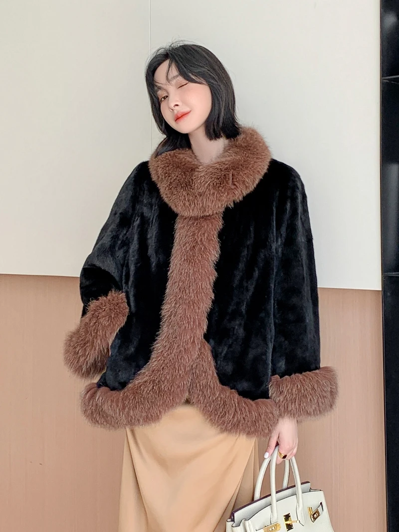 Short mink coat women's fox hair whole mink purple gold short two fur mink fur