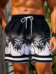 Men's Beach Shorts 3d Coconut Tree Print Street Vacation Casual Polyester Shorts Summer Surfboard Shorts Hawaiian Shorts