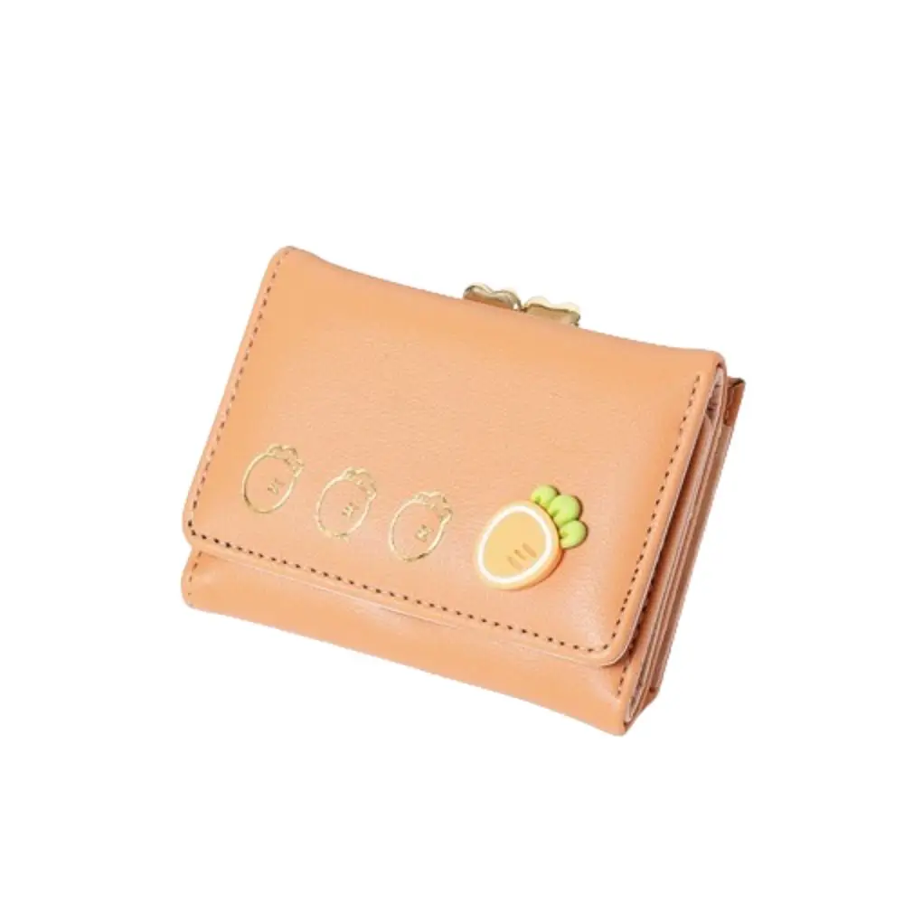 

Fashion Fruit Pattern Short Folding Card Bag Candy Color PU Card Holder Solid Color Multi-card Slot Folding Wallet Ladies