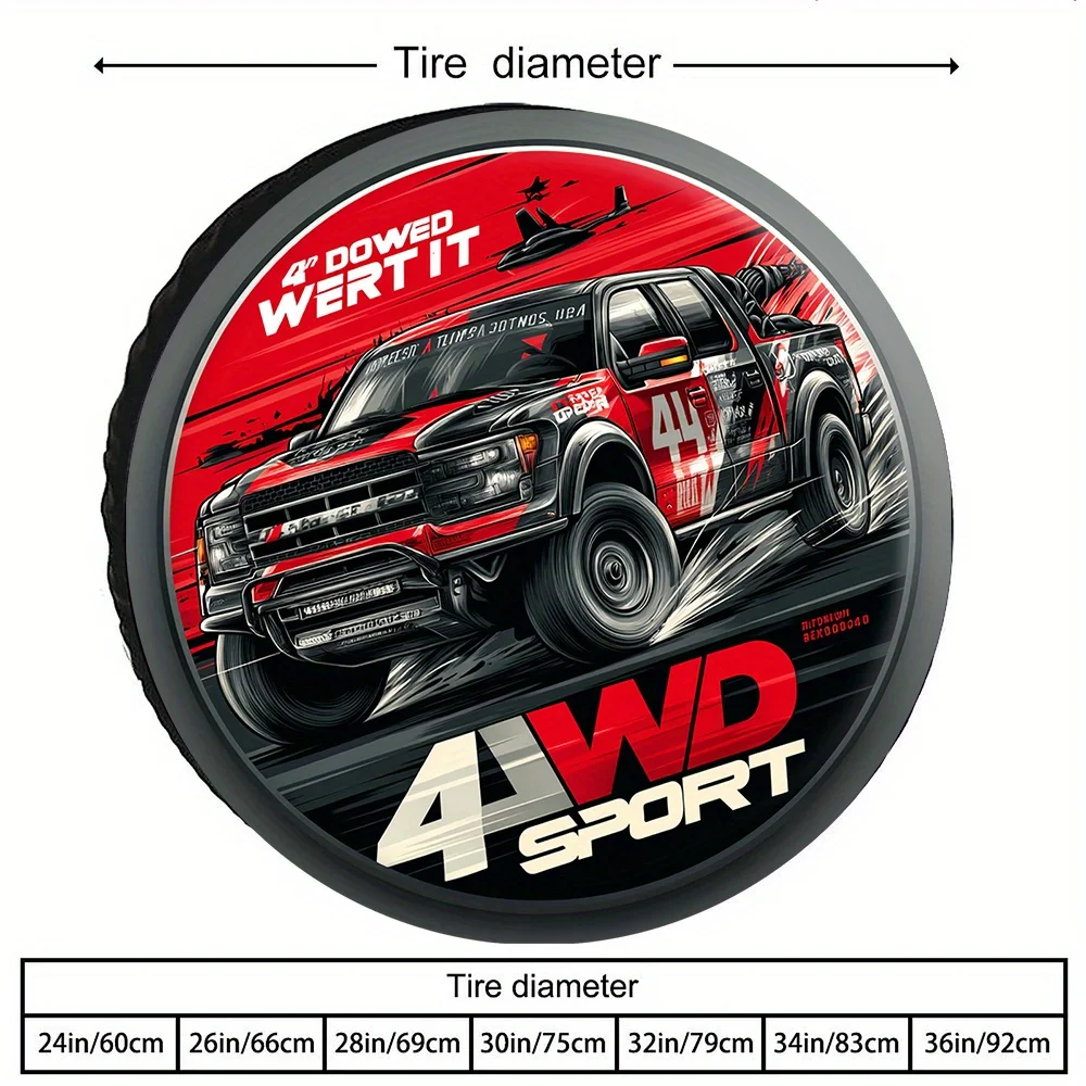 4WD Sport Truck Graphic Tire Cover Polyester Fiber Graffiti Style for Pickup SUV Off-Road Vehicles Customizable Protector