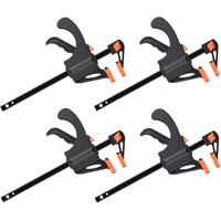 4pcs Woodworking Work Bar 4 Inch Clamp Clip Set Hard Quick Ratchet Release Clip DIY Carpentry Hand Tool Woodworking Clamp 