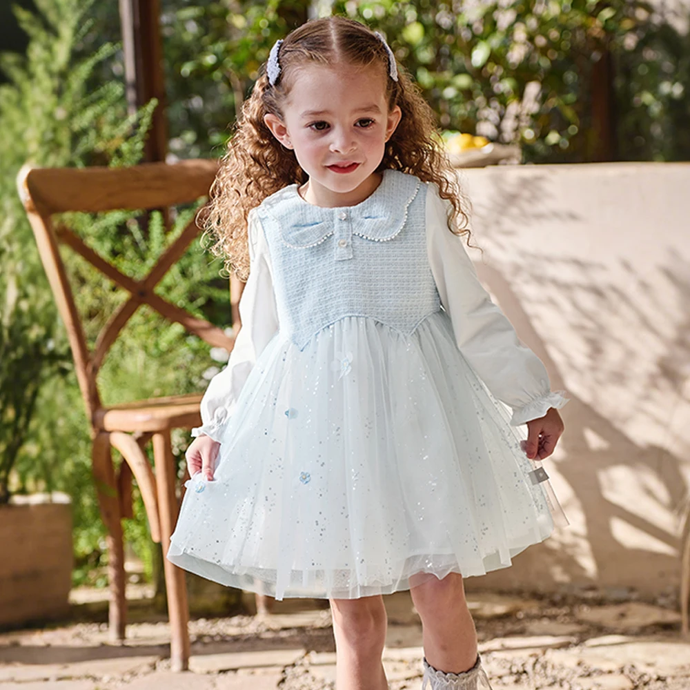Sukienka księżniczki z siateczki w kwiaty Dave Bella dla dziewczynek, niemowląt i dzieci, wiosenna, jesienna, słodka, urocza sukienka na przyjęcie, wesele, ubrania DB1261040