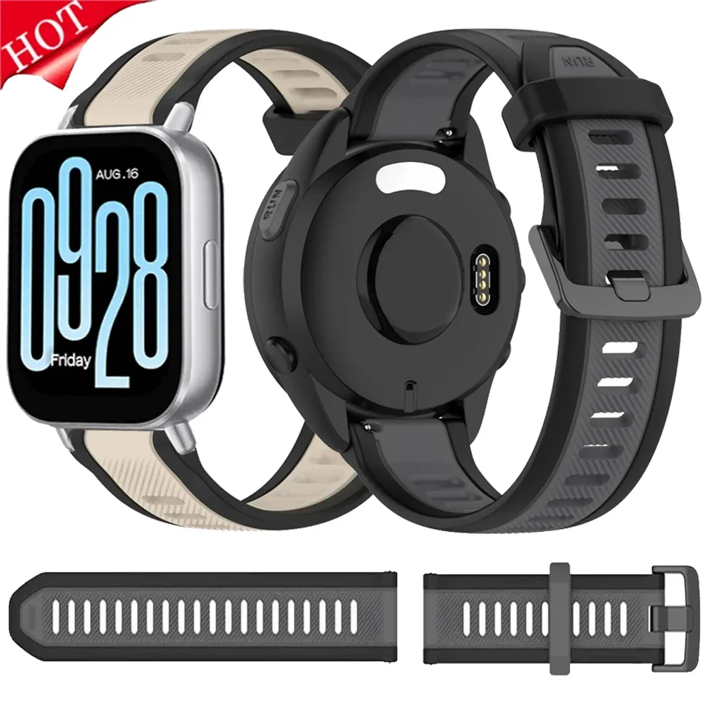 22/20/18mm Silicone Strap for Redmi Watch 5 Active/Lite Two-tone Comfortable Band Garmin Forerunner 970 965 170 70/Approach S50
