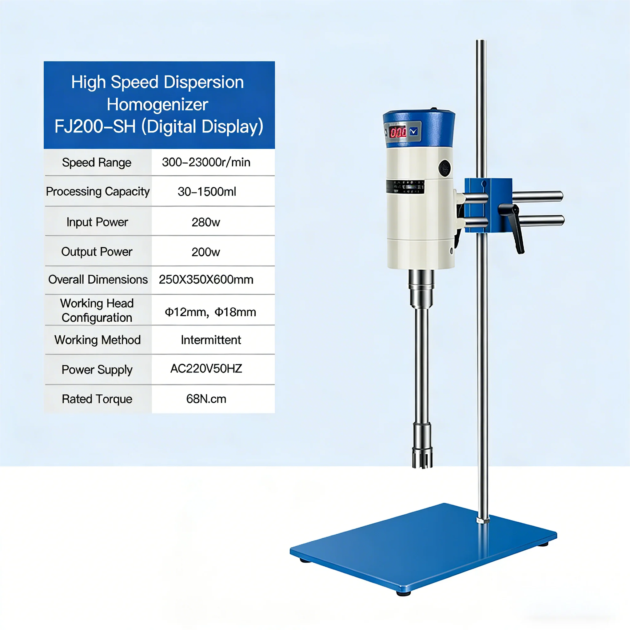 1. High‑speed Dispersing Homogenizing Emulsifying Agitating Tool With Digital Function For Laboratory Use