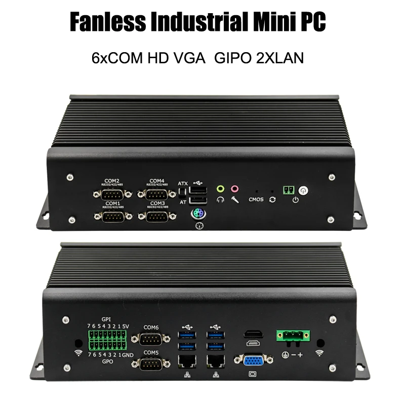 ITX Fanless Industrial Mini PC i7 1165G7 6xDB9 RS232/422/485 2xGbE LAN GPIO HD VGA 6x USB Desktop Computer Wi-Fi 4G LTE Win11