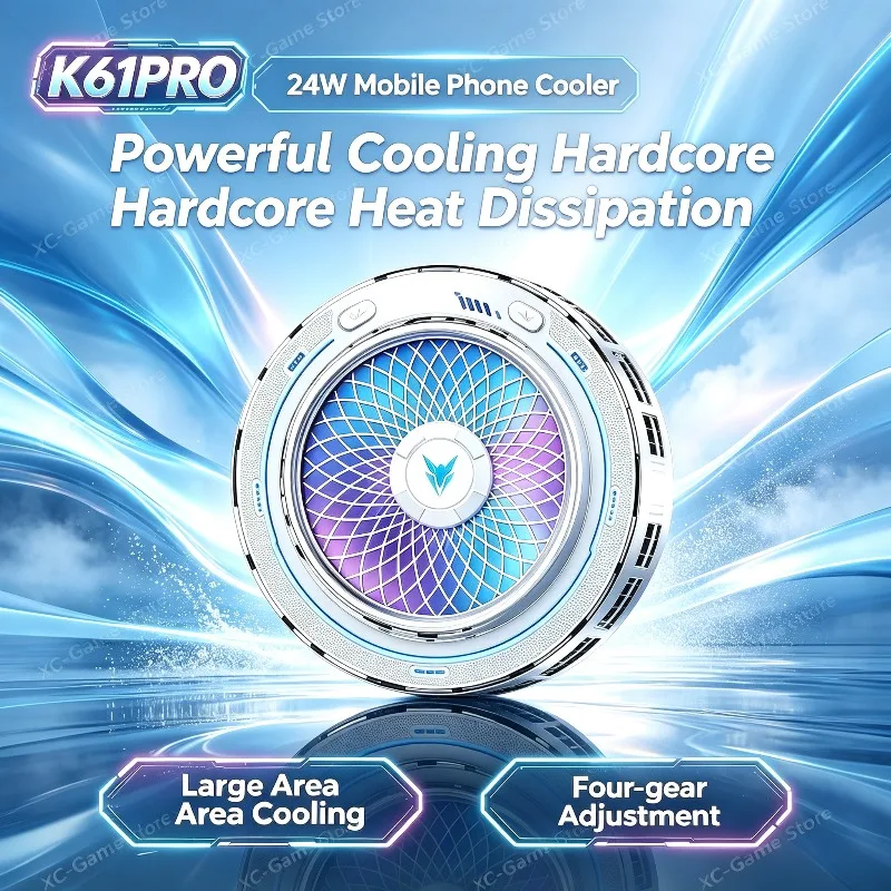 K61 Pro 9V3A 24W Freeze High Power Semiconductor Phone Cooler Magnetic & Clip 2 in 1 Fast Cooling Fan Radiator Gaming Universal