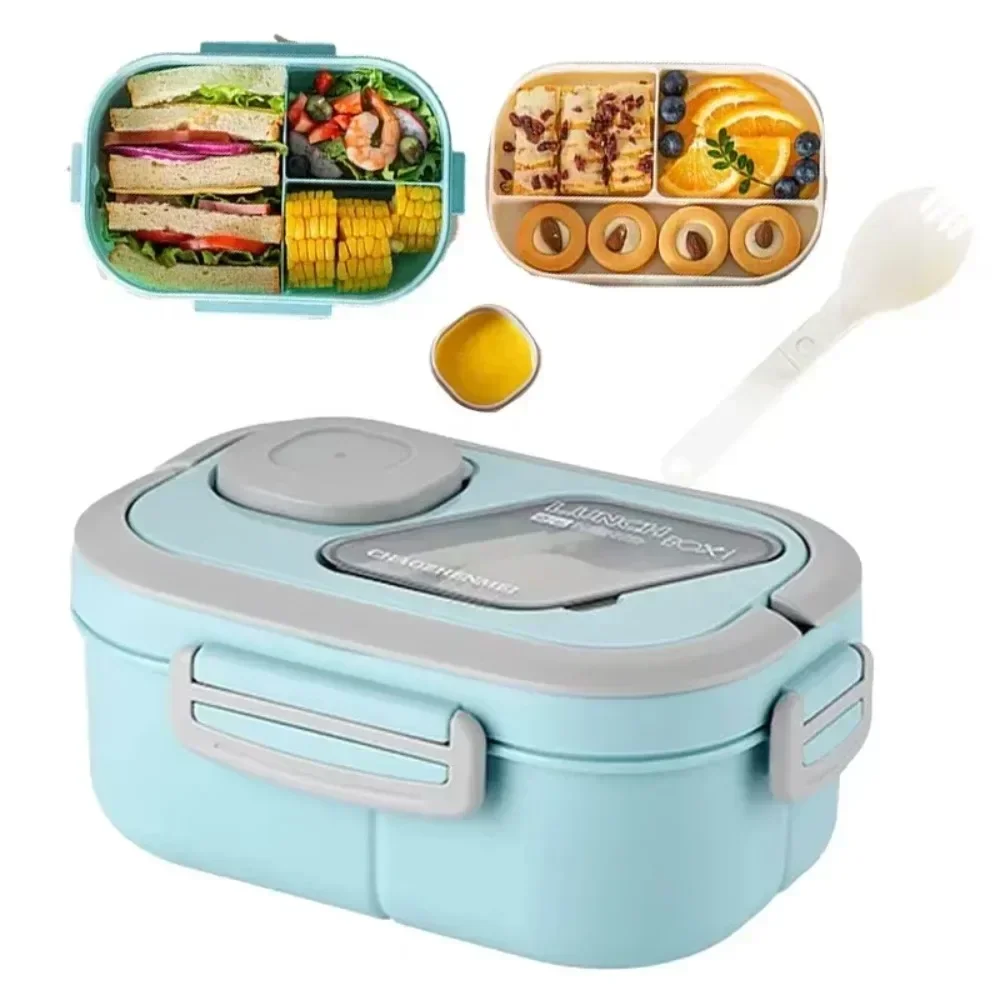 Economic Lunch Box Compartment Wheat Straw Bento Carry Handle Reusable Tableware Container  Portable Meal Snack Food Containers