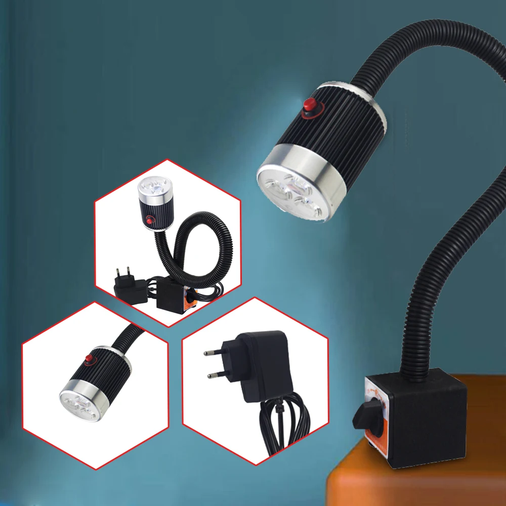 6w 3leds cnc arbeits licht kaltes licht magnetische maschinen lampe schwanenhals flexible maschinen lampe cnc maschinen lampe