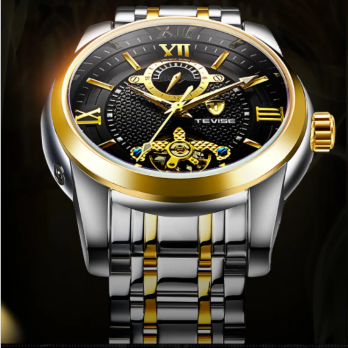 TEVISE Tourbillon Men Watches Top Brand Luxury Sapphire Waterproof Automatic Mechanical Wristwatch