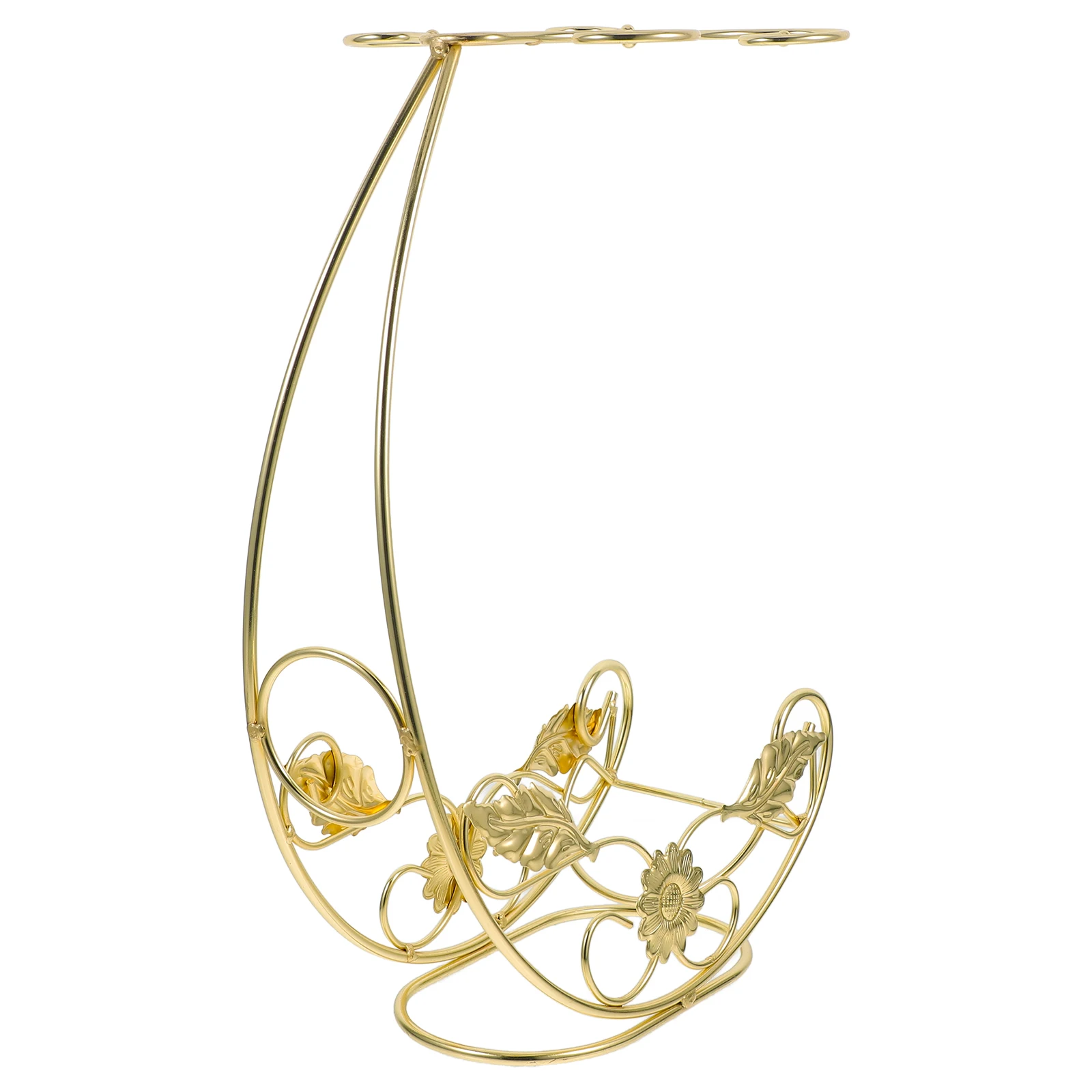 

Golden Upside Down Glass Rack Hanging Cup Holder Retro Stemware Drying Display Stand Storage Organizer