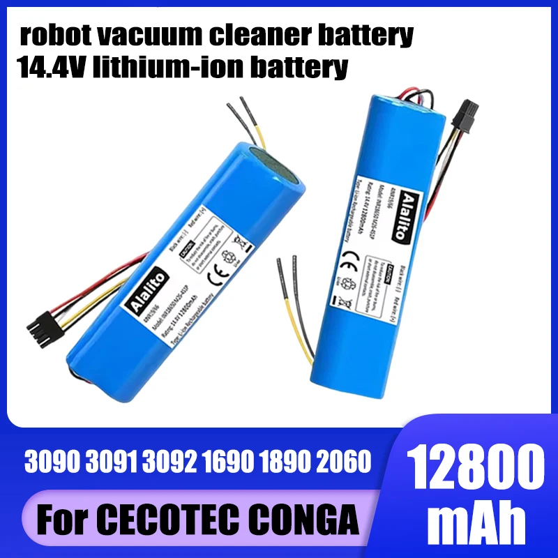 14.4V lithium-ion battery 12800mAh, for CECOTEC CONGA 3090 3091 3092 1690 1890 2090 robot vacuum cleaner battery replacement