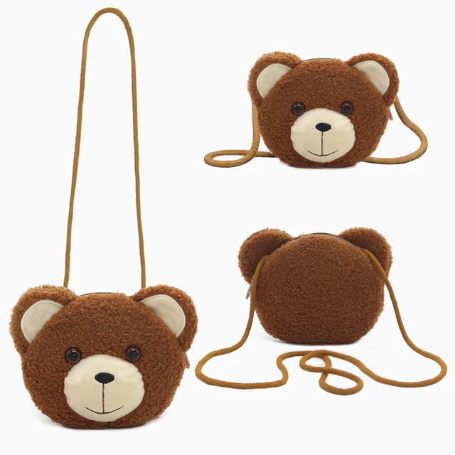 Cartoon Plush Crossbody Bag Cute Animal Bear Coin Wallet Boys and Girls Mini Shoulder Bag 3