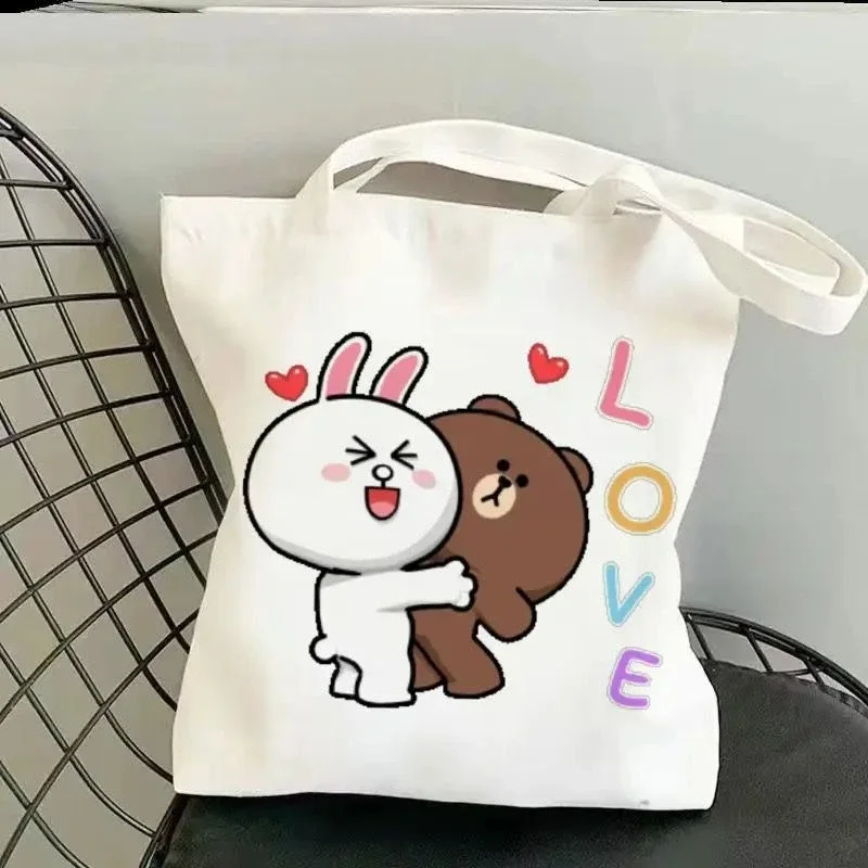 

Новая студенческая холщовая сумка с милым медведем, большая вместительная сумка для покупок, женская модная сумка на плечо, подарок на день рождения, холщовая сумка