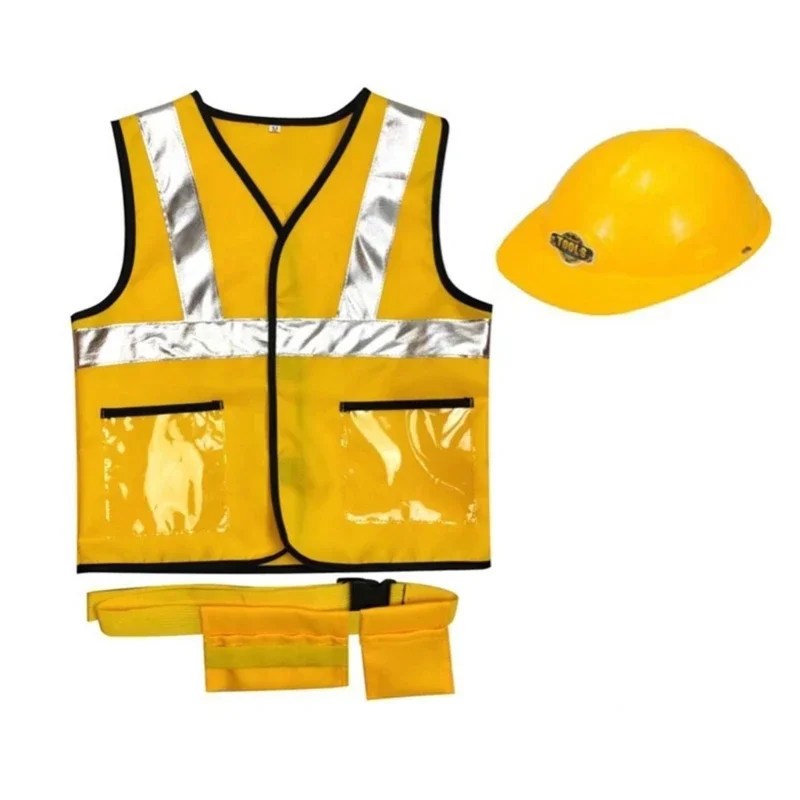 Construction Worker Costumes ,Toddler Dress Up Clothes,  Builder Career Outfit,Pretend Role Play Toy Set view 2