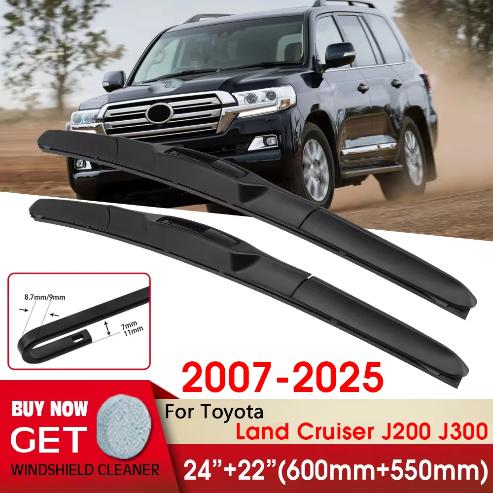 

For Toyota Land Cruiser J200 J300 2007-2025 24"+22" Front Car Wiper Blade Fit U Hook Windshield Windscreen Front Window Wipers