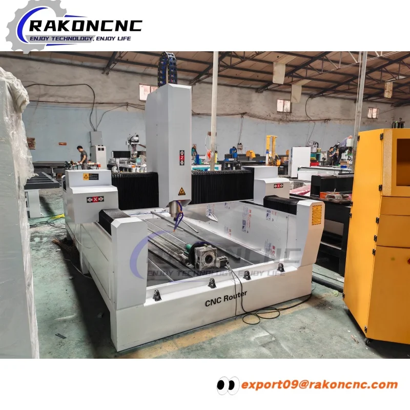 Stone CNC Router Machine 5500W 3 Axis NC Studio Control Emergency-Stop 1300*2500mm 2000*3000mm for Wood Acrylic Stone Metal 9015