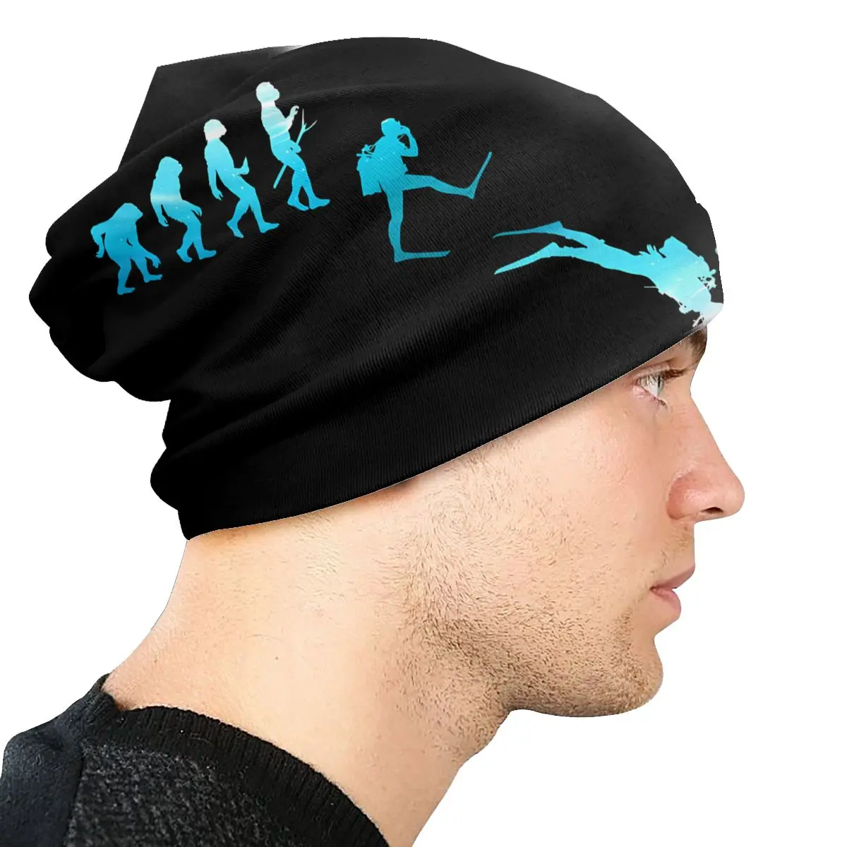 Evolution Skullies Beanies Fashion Hats Scuba Diving Thin Bonnet Special Caps Men Women\'s Earmuffs