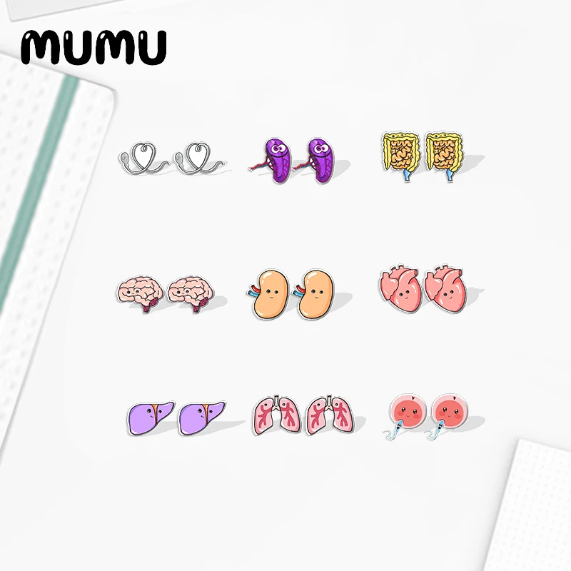 2022 New Healthy Organs Acrylic Stud Earring Cartoon Uterus Earrings Resin Epoxy Jewelry Gifts Friend