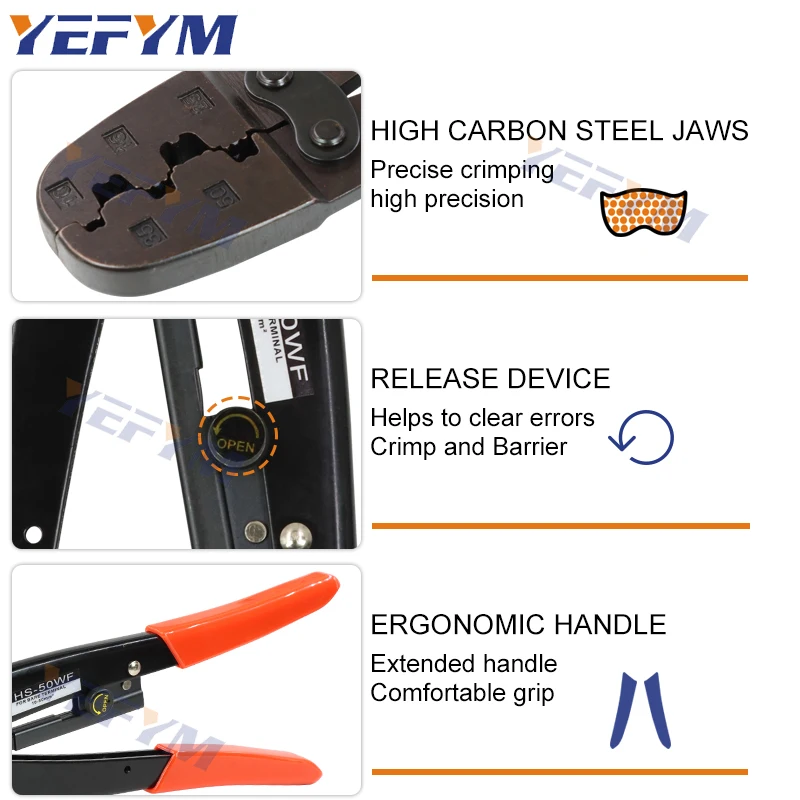 Large Tube VE TE Terminal Crimping Tool Pliers Max(150mm²) Clamp Crimper Crimp Ferrule Connector Cable End Sleeves HS-50WF