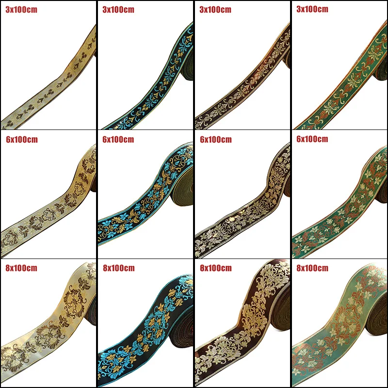 100cm Vintage Ethnic Style Embroidery Lace Ribbon Boho Lace Trim DIY Clothes Bag Curtain Accessories Embroidered Fabric