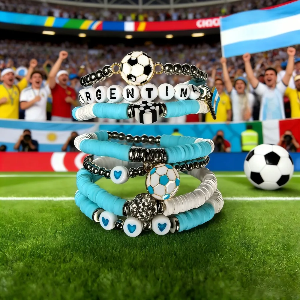 2026 New Popular Football Match Team Fan Ball Party Cheerleader Decoration Pendant Bracelet Jewelry Gift Box Gift view 2