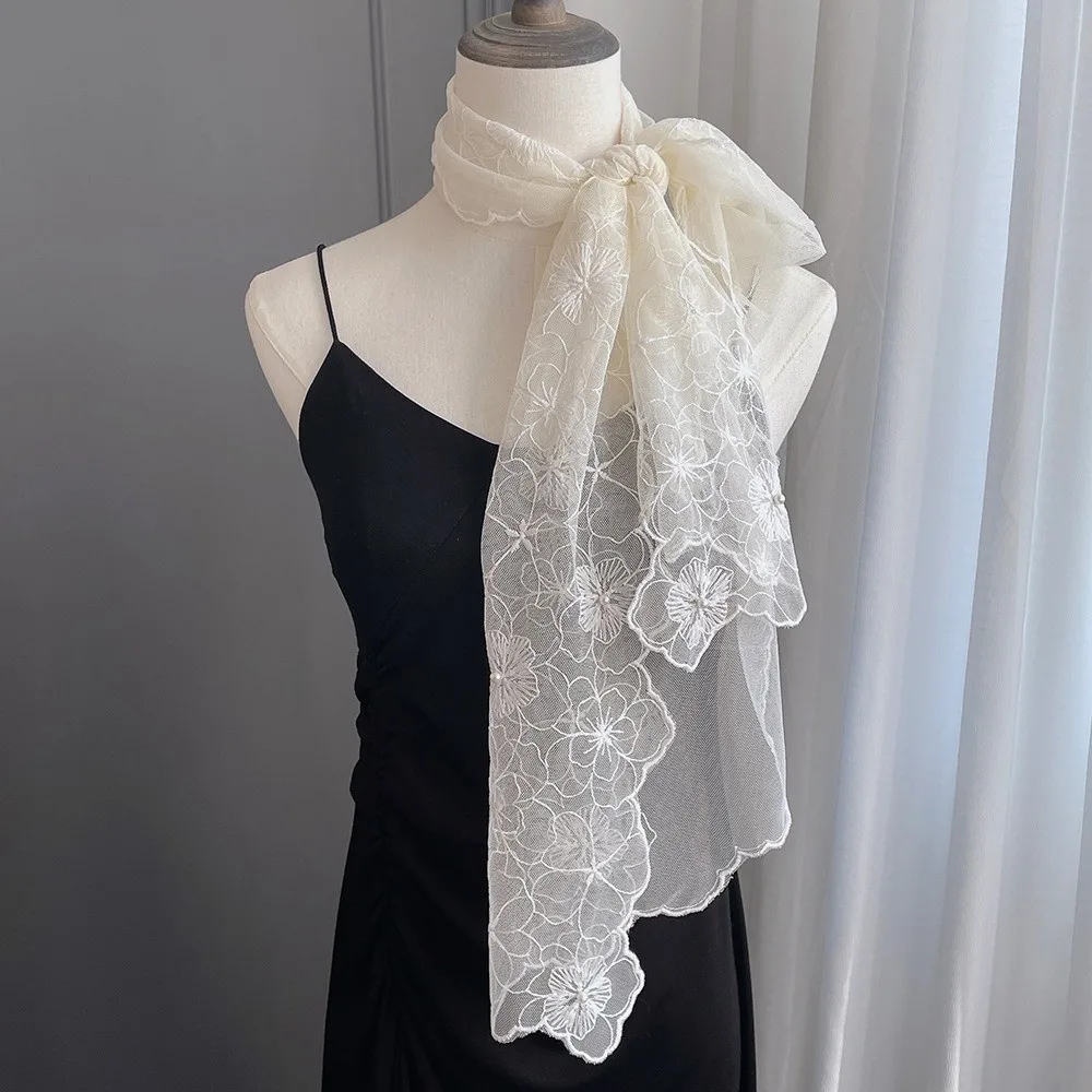 

Fashion Embroidered Flower Women's Lace Scarf Shawl Elegant Casual Sunscreen Shawl Retro Long Dresses Shawls for Women