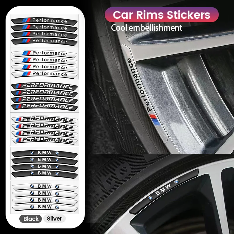 3D Aluminum Car Wheel Rims Racing Stickers Badge Auto Decoration For BMW X1 X3 X4 X5 E46 E90 F20 E60 E39 F10 M1 M2 M3 M5 M6 E87