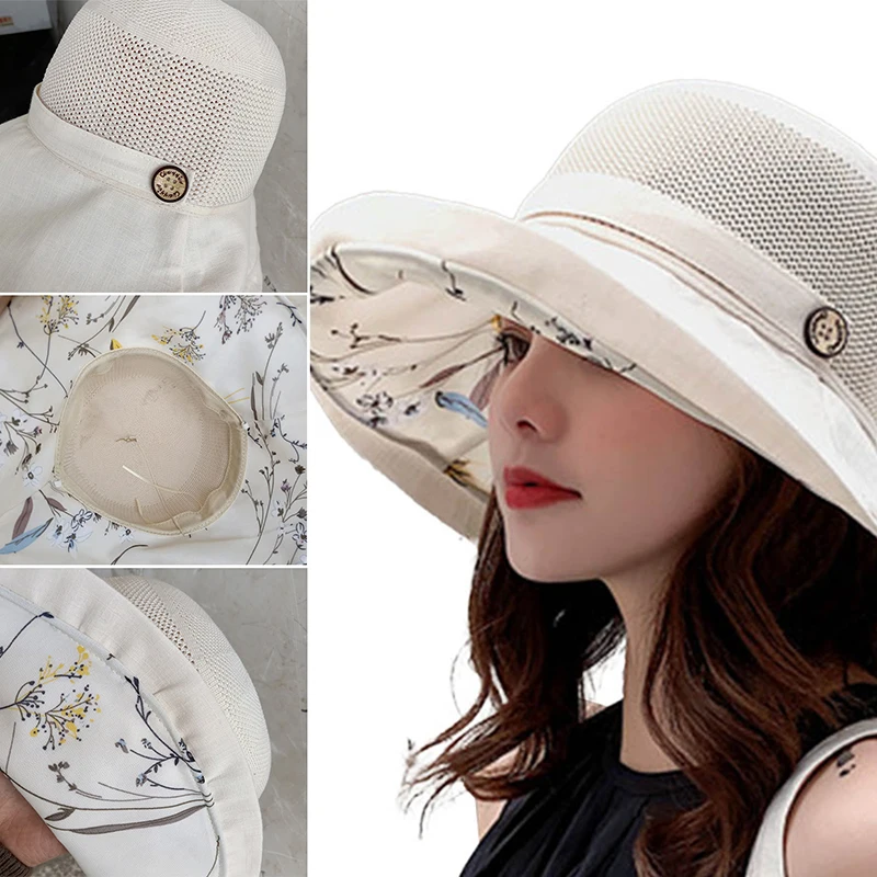 

Women's Solid Colour Fisherman's Hat Outdoor Outing Sun Hat Sunscreen Mesh Buckle Face-shading Sun Hat