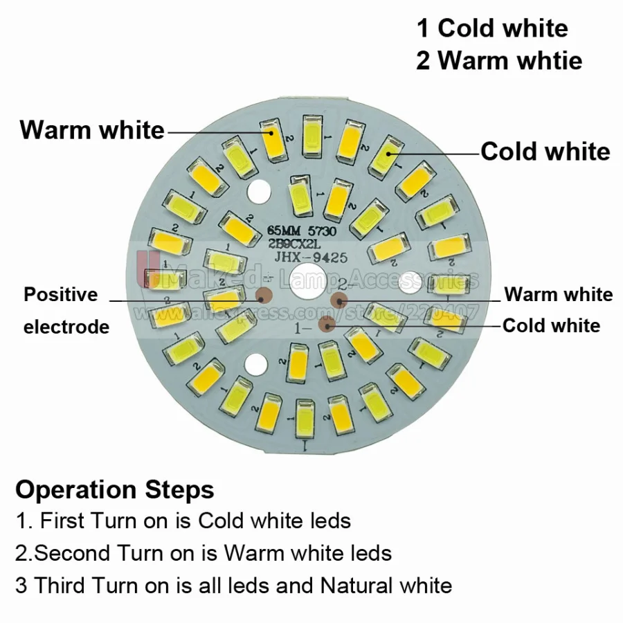 3Wx2 Warm/Cold White two color in one PCB 35mm/40mm/45mm 5730 SMD Light Board Led Lamp Panel For Ceiling PCB With LED