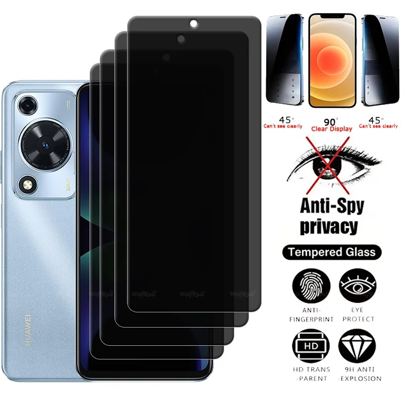

1-2-3-4Pcs For Huawei Nova Y72S Glass Huawei Nova Y72S Tempered Glass Privacy Anti-Spy Phone Screen Protector Huawei Nova Y72S