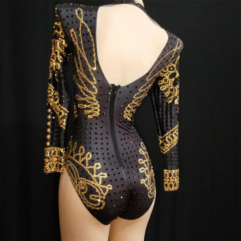 Diamonds Beading Stretchy Bodysuit For Women Fringed Bodysuits Nightclub Bar Party Dancer Clothing Stage Performance Costume