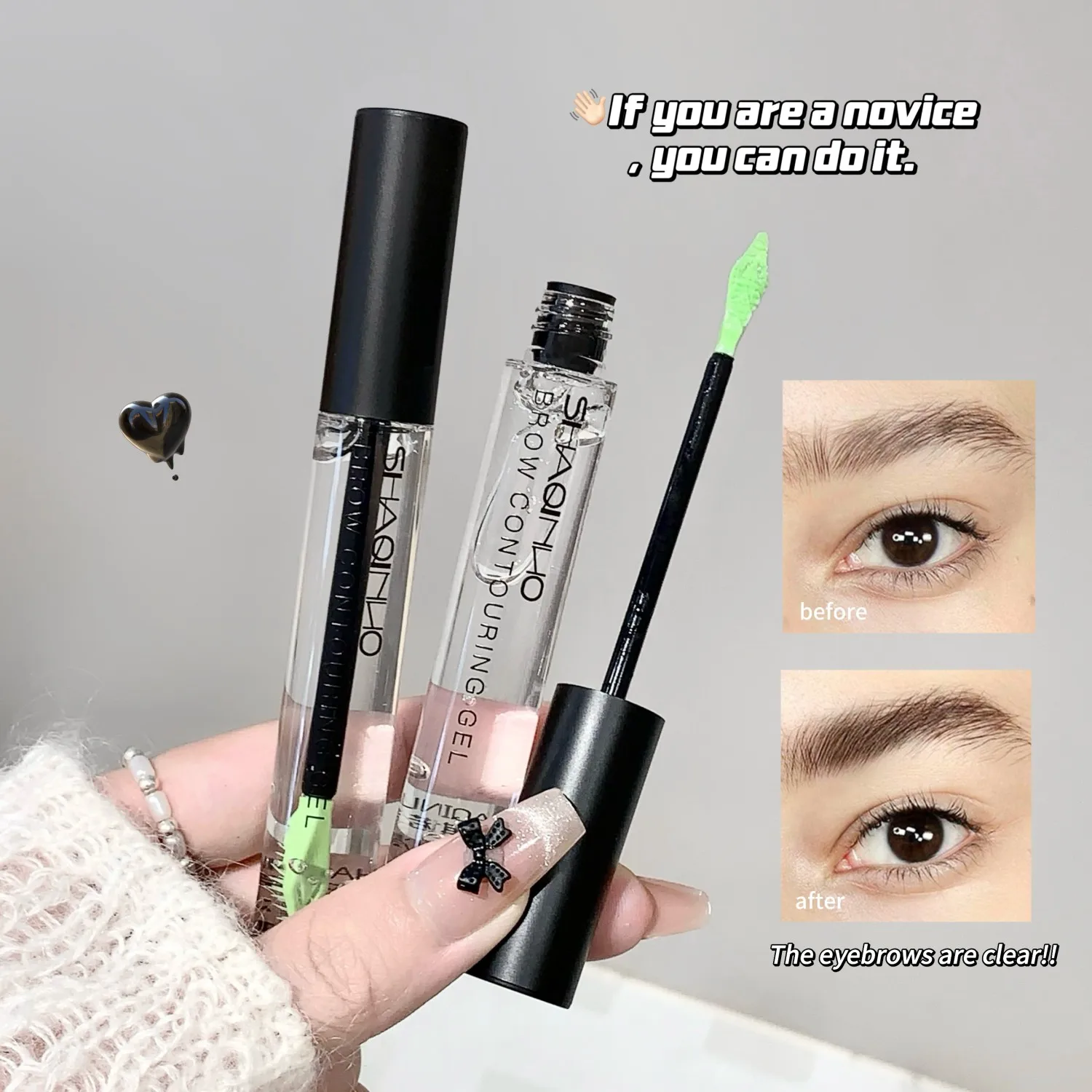 Żel do brwi 3D Shaping Clear Root Wild Eyebrows, transparentny, utrwalający stylizację, trwałość 16 godzin, wodoodporny, szybkoschnący, liftingujący makijaż brwi.
