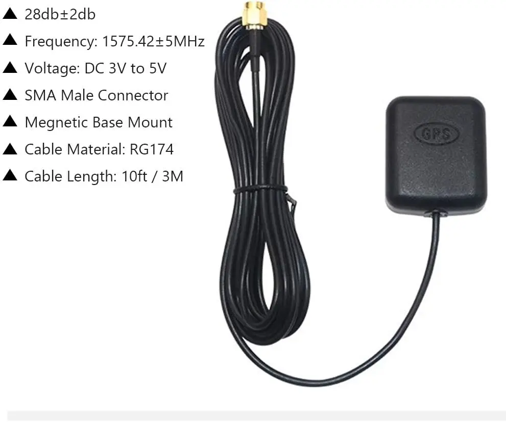PLOSON GA-06 Waterproof GPS Antenna for marine Yacht Car, SMA Male Plug, 3m cable, Navigation for Marine Boat Car Vehicle